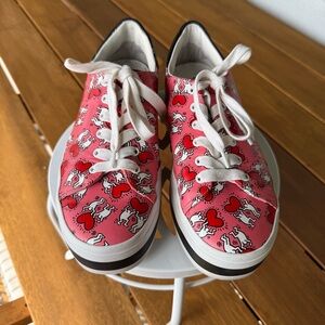 Alice + Olivia X Keith Haring Pop Art Leather Platform Sneakers Women’s Size 9